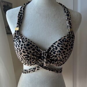 Victoria's Secret Leopard Print Bikini Top with Gold Accents
